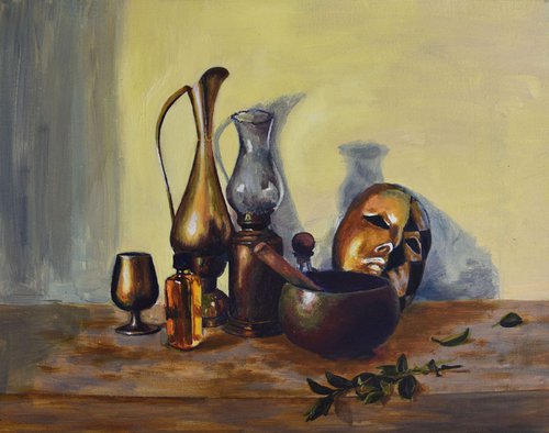 Still life in Naples Yellow by Claire Mercer