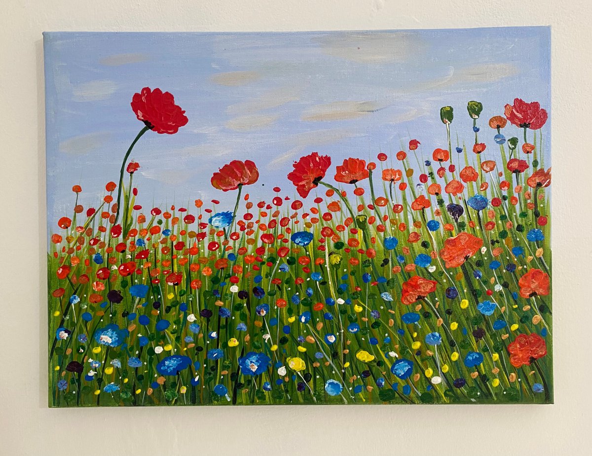 Poppies and meadow flower painting by Bethany Taylor