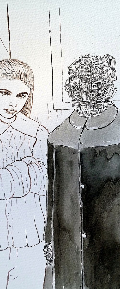 A girl and her robot by paolo beneforti