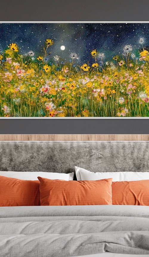 Midnight Garden Blossoms & Dandelions by Jennifer Taylor