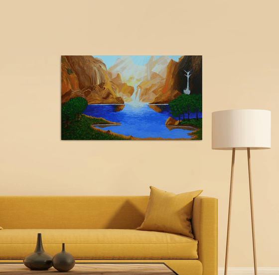 Speaking Water - river waterfalls landscape painting