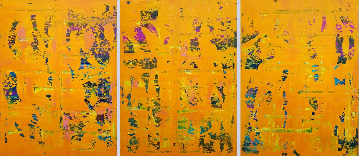 Crazy April No.8 - XXL triptych colorful abstract painting by Ivana Olbricht