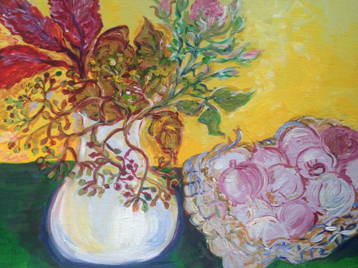 Garlic and Flowers by Nezabravka Balkanjieva