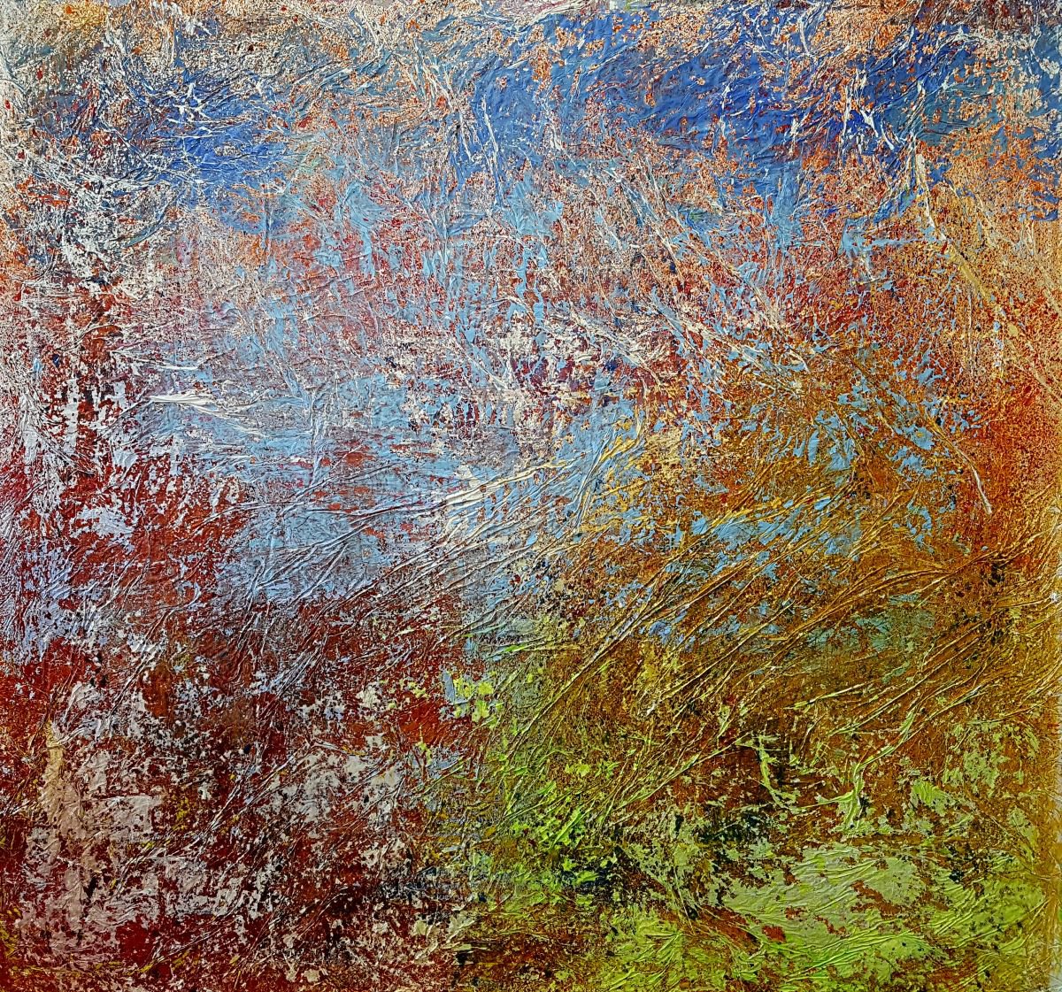 Abstract Landscape Acrylic Painting By Alessio Mazzarulli, 37 X 35, Inside My Soul (N.296), Original Artwork