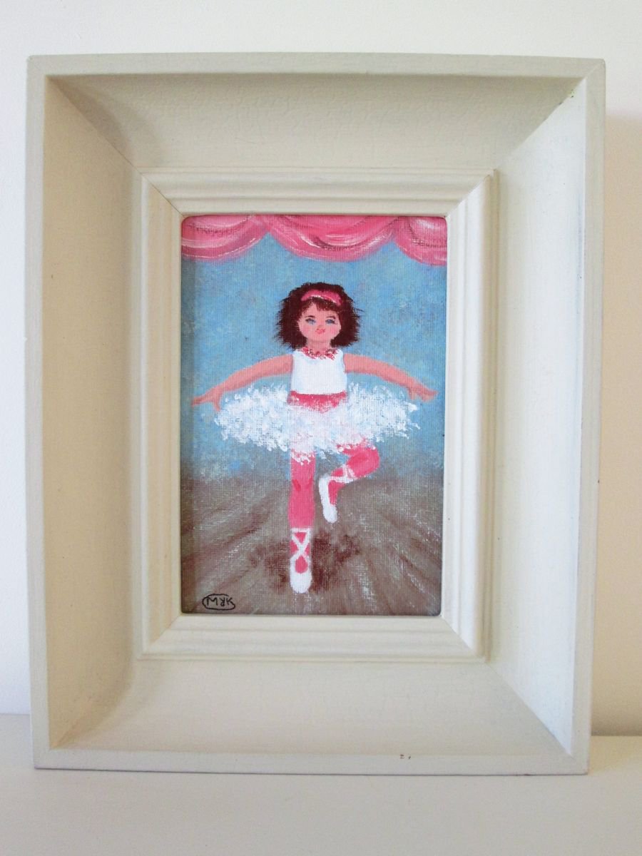Naive Acrylic Painting , Little Ballerina By Marjansart, 8 X 10, Artwork For Sale On Artfinder