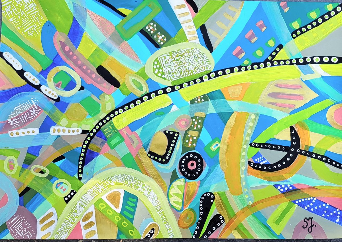 Organic Abstract Acrylic Painting By Sanja Jancic, 39 X 28", October Morning, Original Artwork