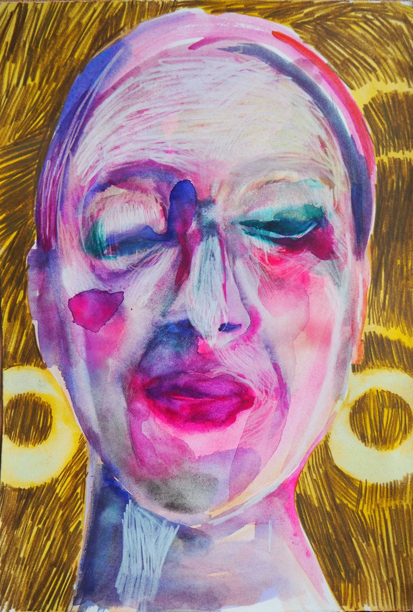 Expressive Portrait Drawing By Cynthia Gregorova, 10 X 13, Promises, Original Artwork