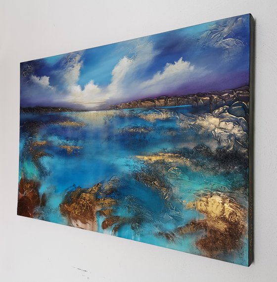 A beautiful large modern abstract figurative seascape painting "Wonderland"