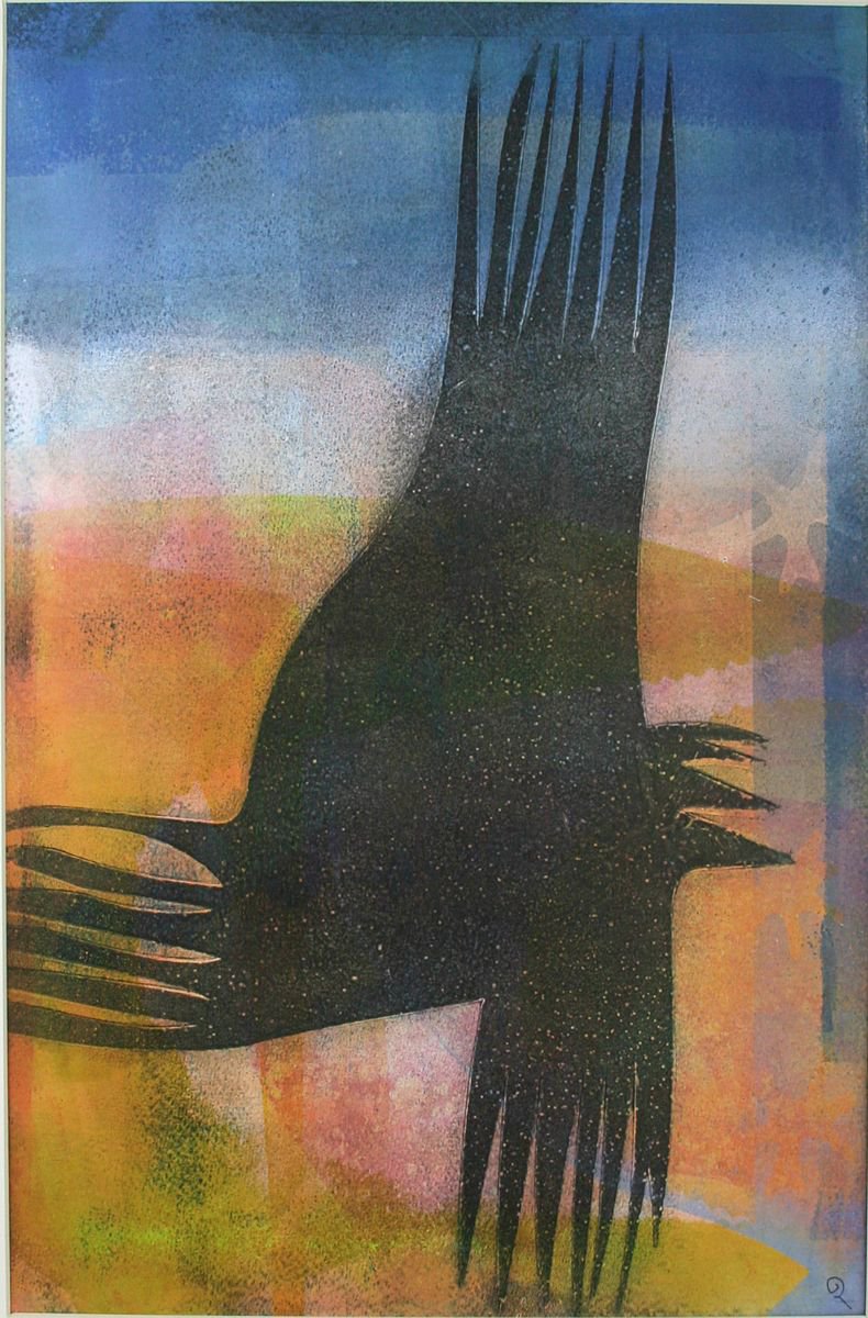 Black Bird - Signed, Mounted and Backed by Dawn Rossiter