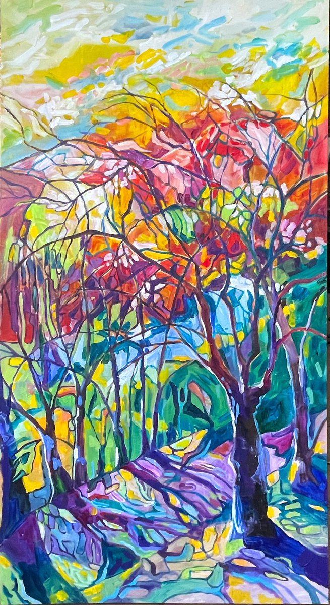 Organic Abstract Acrylic Painting By Eliry Arts, 24 X 48, Adventure Color, Original Artwork