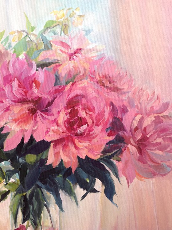 Peonies with jasmine