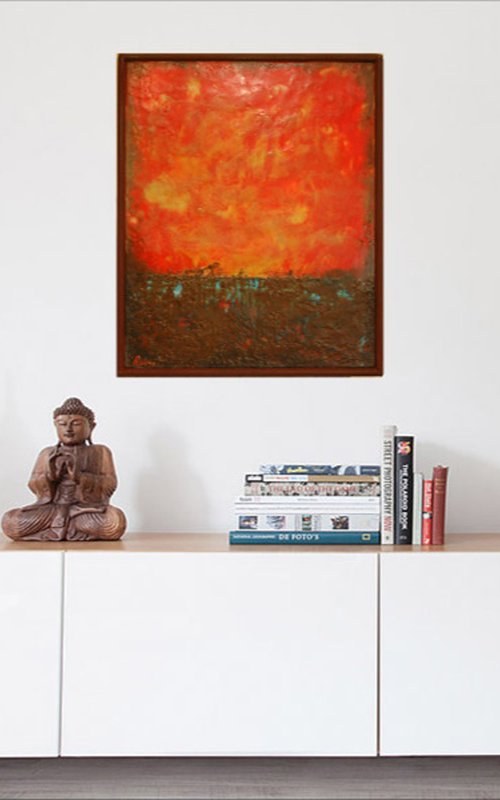 "Imaginary Sunset". Encaustic by Rumen Spasov