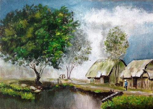 A village in Asia by Liubov Samoilova