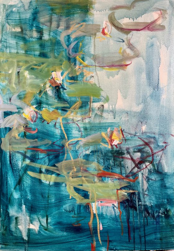 Water lilies. Reflections. Diptych.