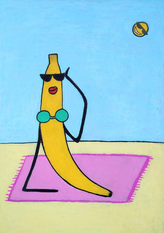 Lady Banana on the beach