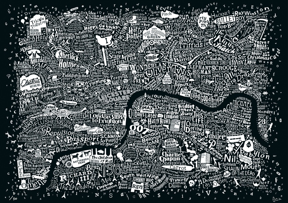 London Film Map (Black A2) by Dex