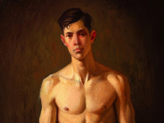 YOUNG MAN WITH A BASEBALL GLOVE