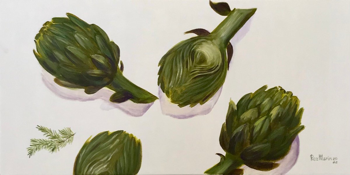 Artichoke on white by Marina Deryagina