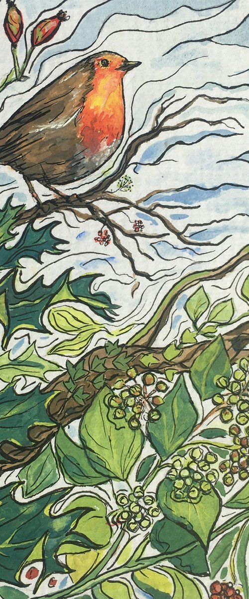 Robin in Foliage by Lucy Smerdon