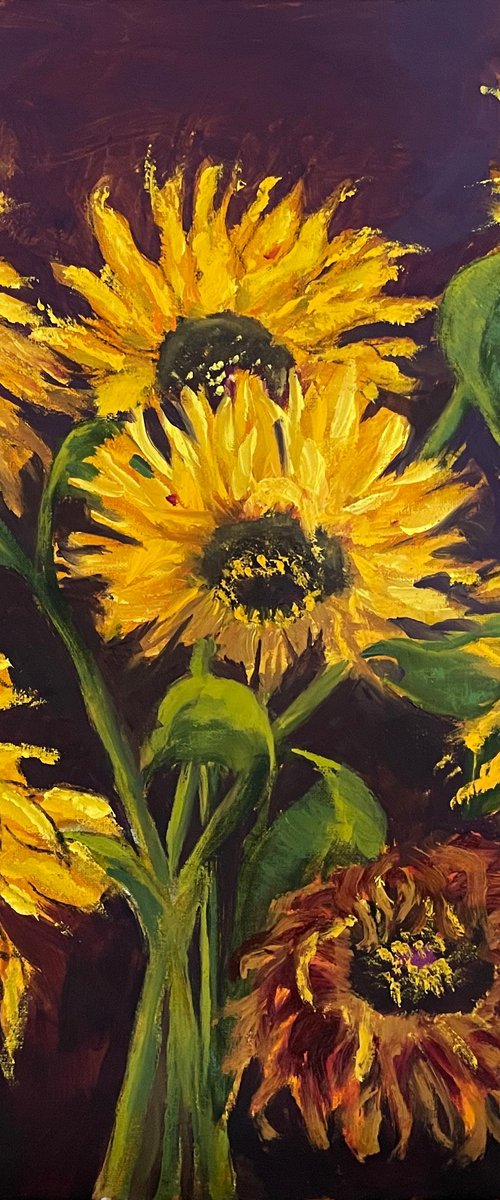 Aging Sunflowers by Marion Derrett