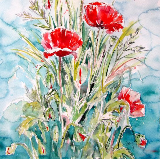 Three poppy
