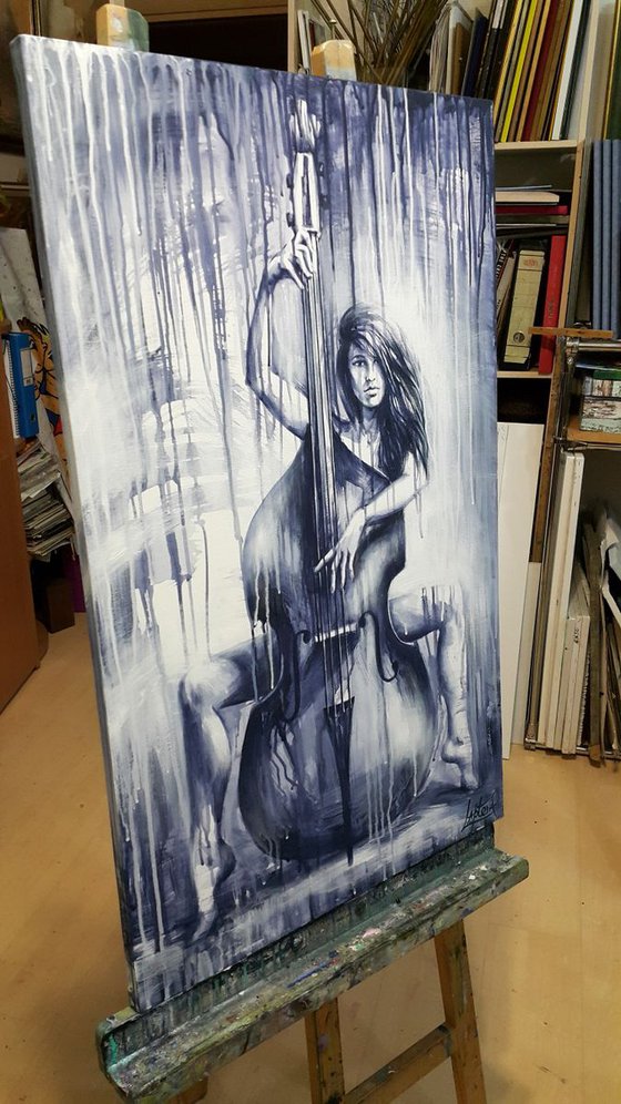 Acrylic Painting, nude art " Melody of rain ", large original artwork