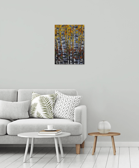 Soul With Aspen Tree Impressionist Impasto Painting