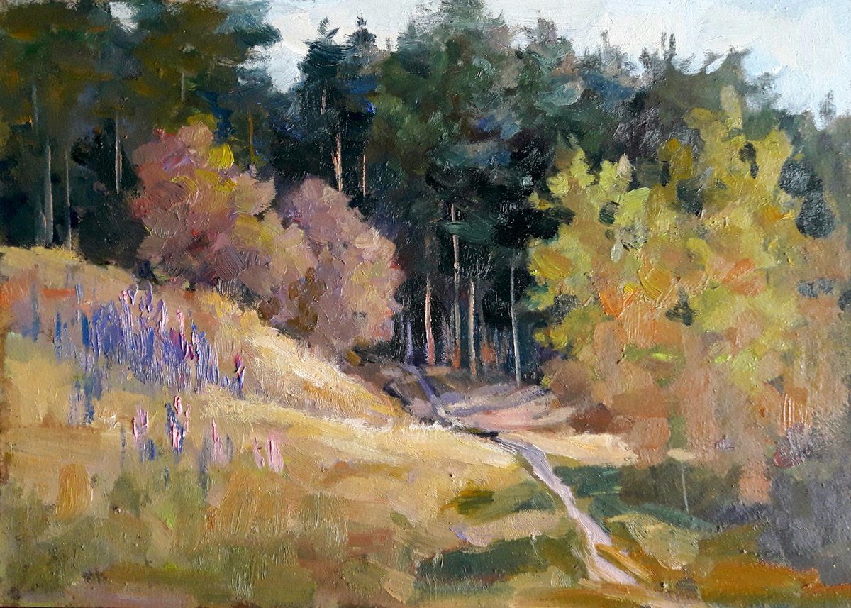 Oil painting Lupine on the edge of the forest nSerb636 by Boris Serdyuk
