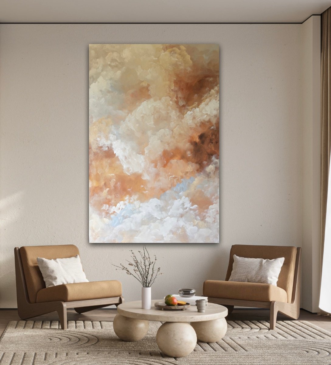 Abstract Landscape Acrylic Painting By Ivana Gigovic, 39 X 59, Amber Veil, Original Artwork