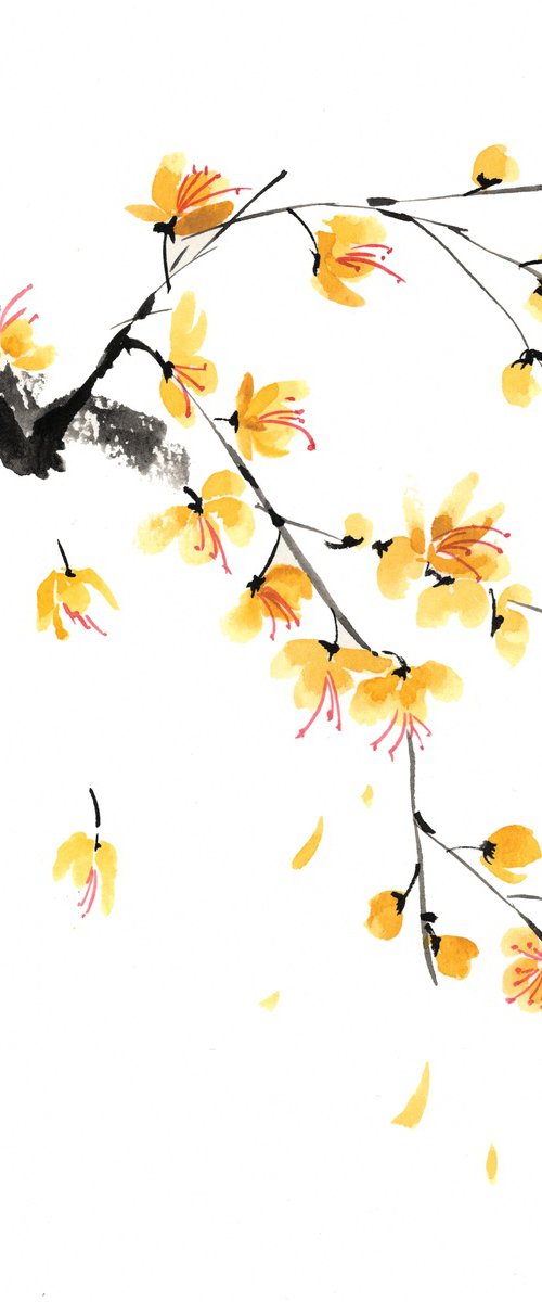 Golden Petals in the Wind by Hai Doan