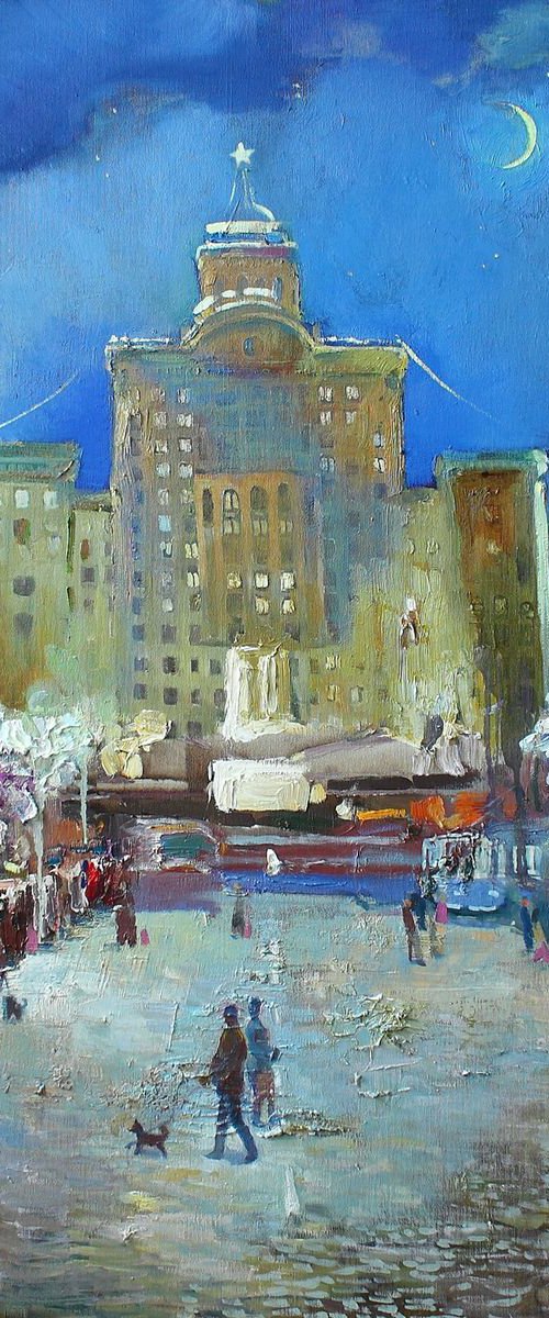 Cityscape. The house with a star. by Anastasiia Grygorieva