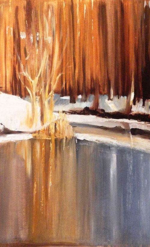 The lake - Original oil painting - 56 x 39 cm (22 ' x 15' ) by Carlo Toma