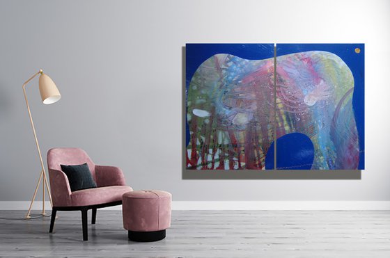 "Elephant and ocean" diptych