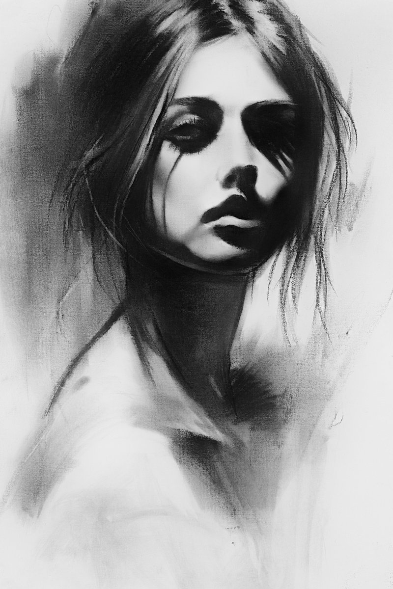 Illustrative Charcoal Drawing , Where The Light Breaks By Denny Stoekenbroek, 13 X 20, Artwork For Sale On Artfinder