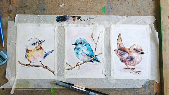 Birds #1. Original watercolor painting. Part of the series "Birds"