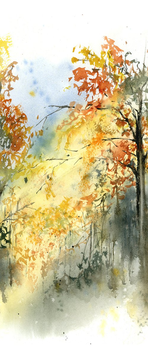 Forest (2 of 2) - Original Watercolor Painting by Olga Tchefranov (Shefranov)