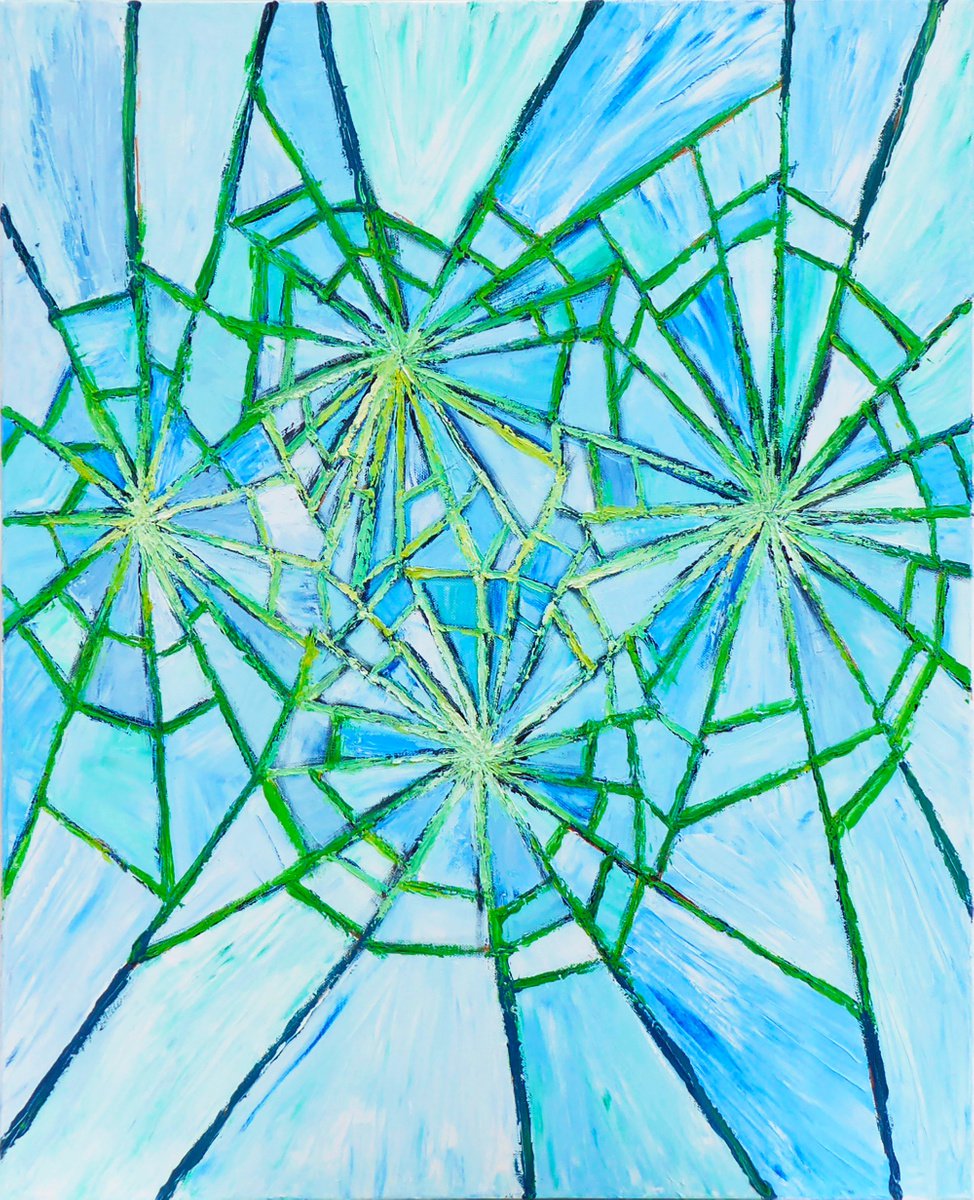 Geometric Abstract Oil Painting By Jacqueline Talbot, 24 X 30, Shattered, Original Artwork