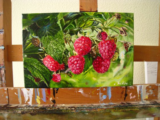 Summer Raspberries and Wasps