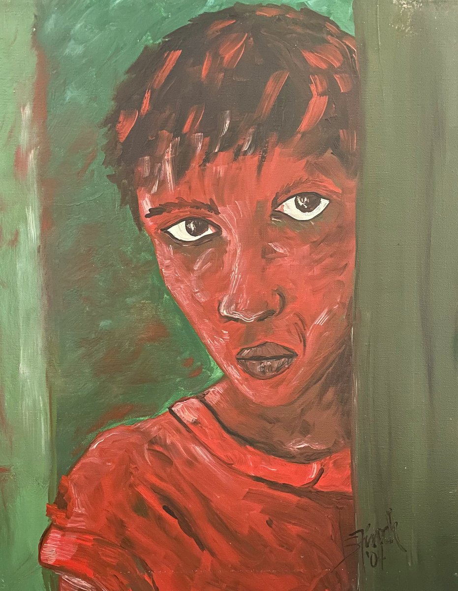 Expressive Portrait Acrylic Painting By Shelli Finch, 12 X 15", Unbearably Sad, Original Artwork