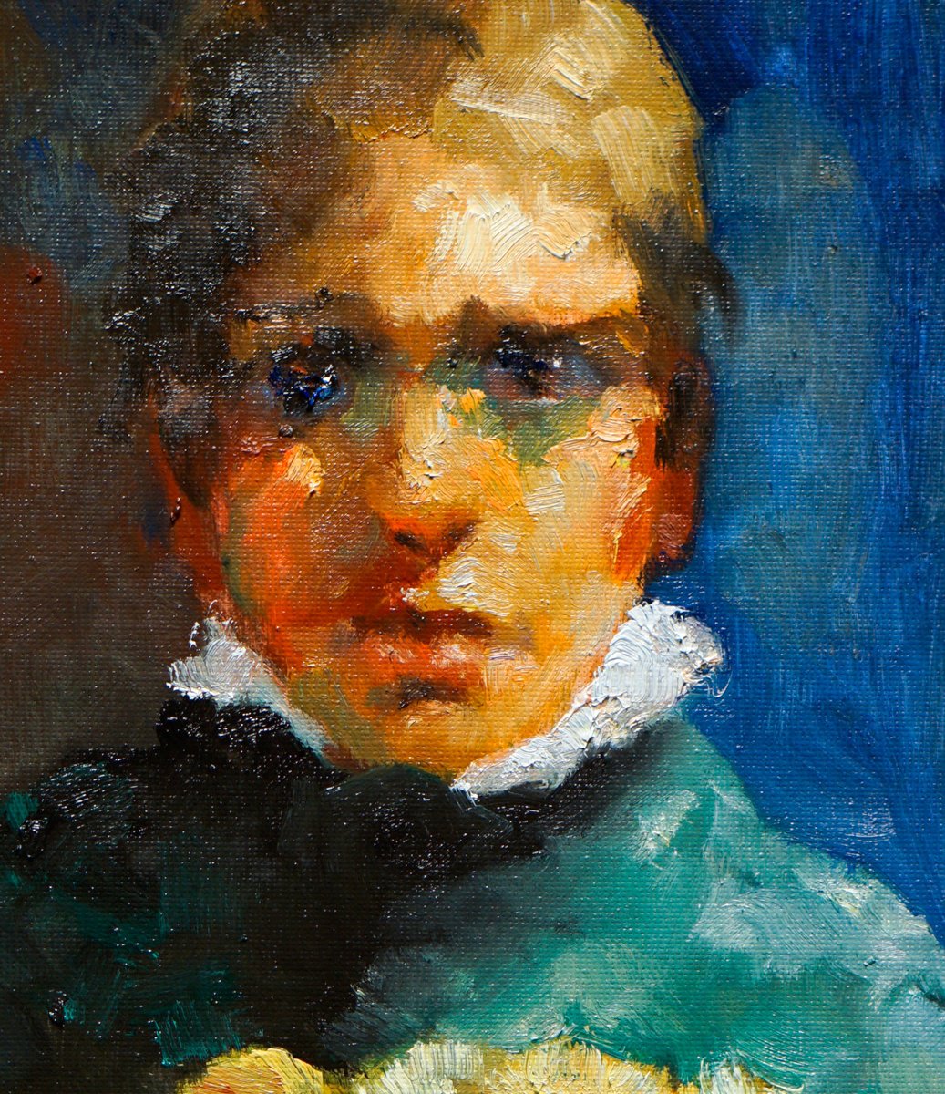 Impressionistic Portrait Oil Painting By Pavel Filin, 9 X 12", Coltsfoot, Original Artwork