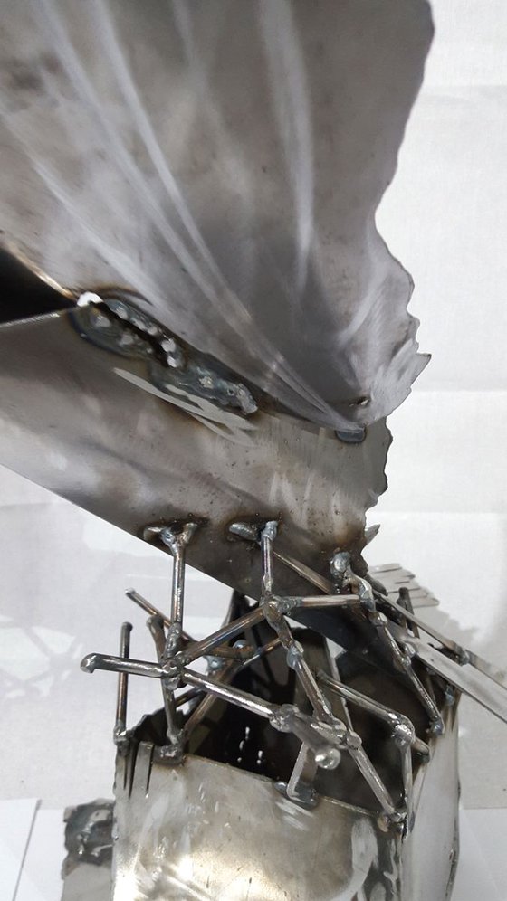Frame from an ethernal flight 1 unique iron welding sculpture KLOSKA  O. brutalism deconstructivism