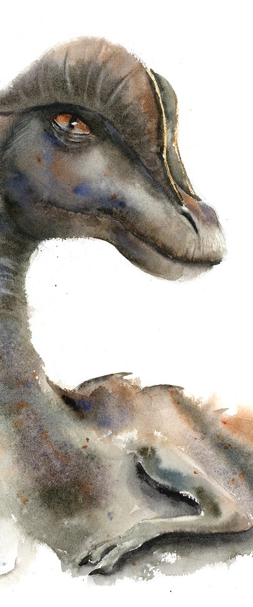 Dinosaur  - Original Watercolor Painting by Olga Tchefranov (Shefranov)