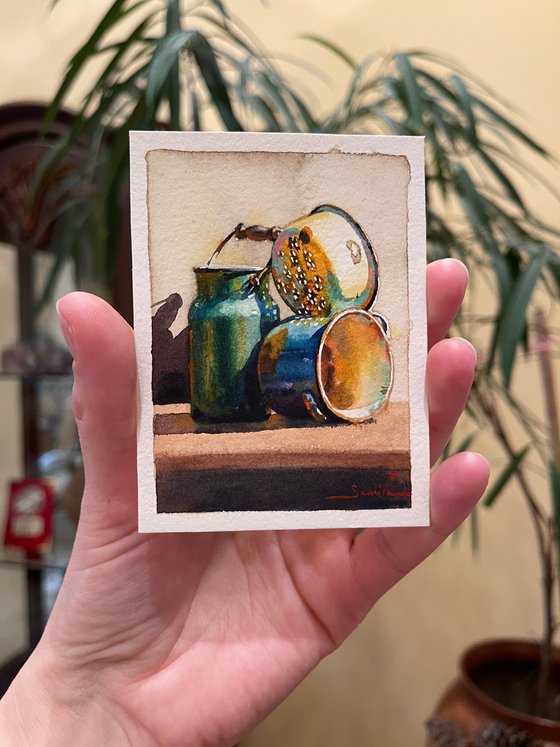 Old dishes - ACEO (Art Cards Editions and Originals)