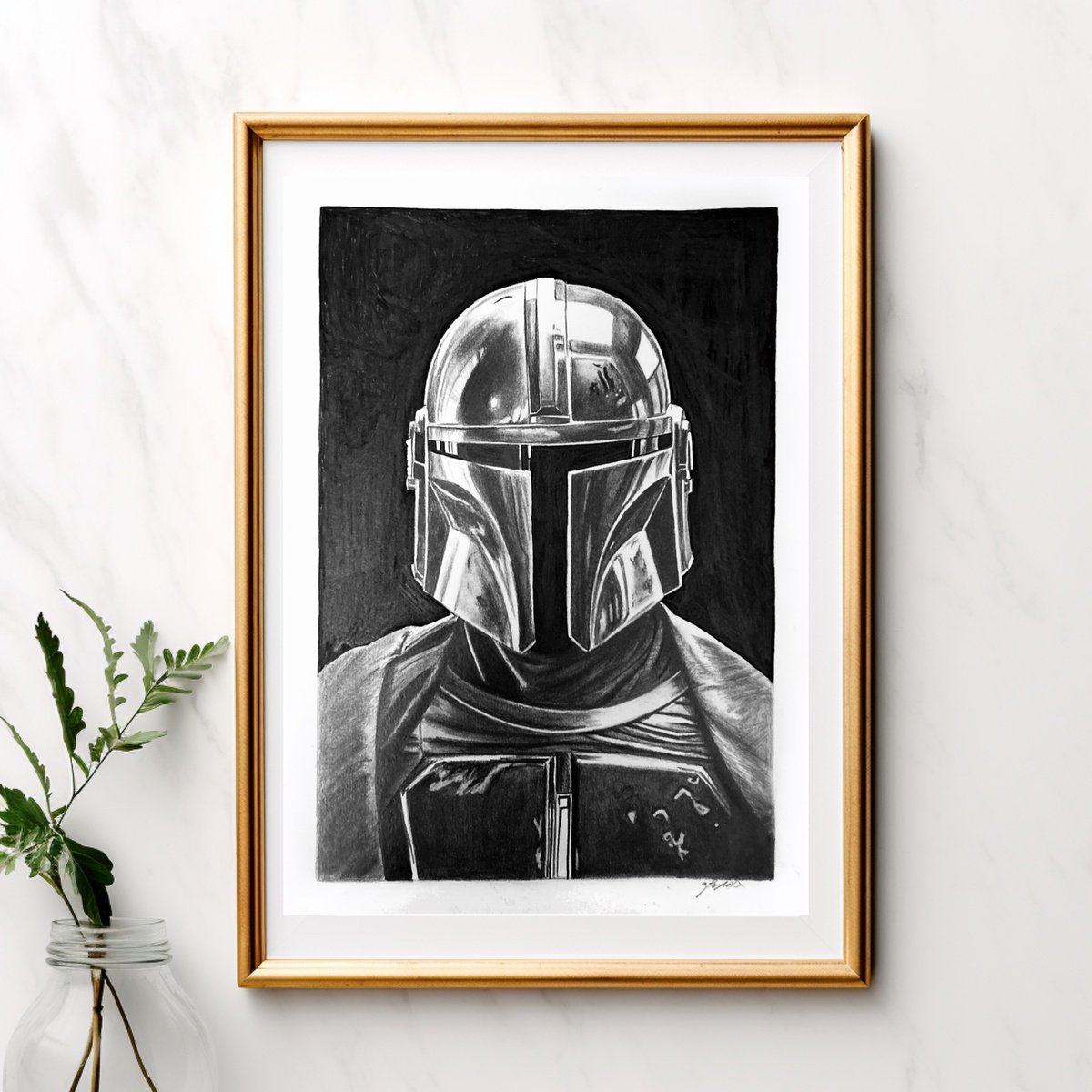 Photorealistic Still Life Pencil Drawing By Amelia Taylor, 8 X 12, The Mandalorian, Original Artwork