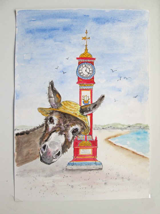 Donkey visiting the Beach and the Jubilee Clock