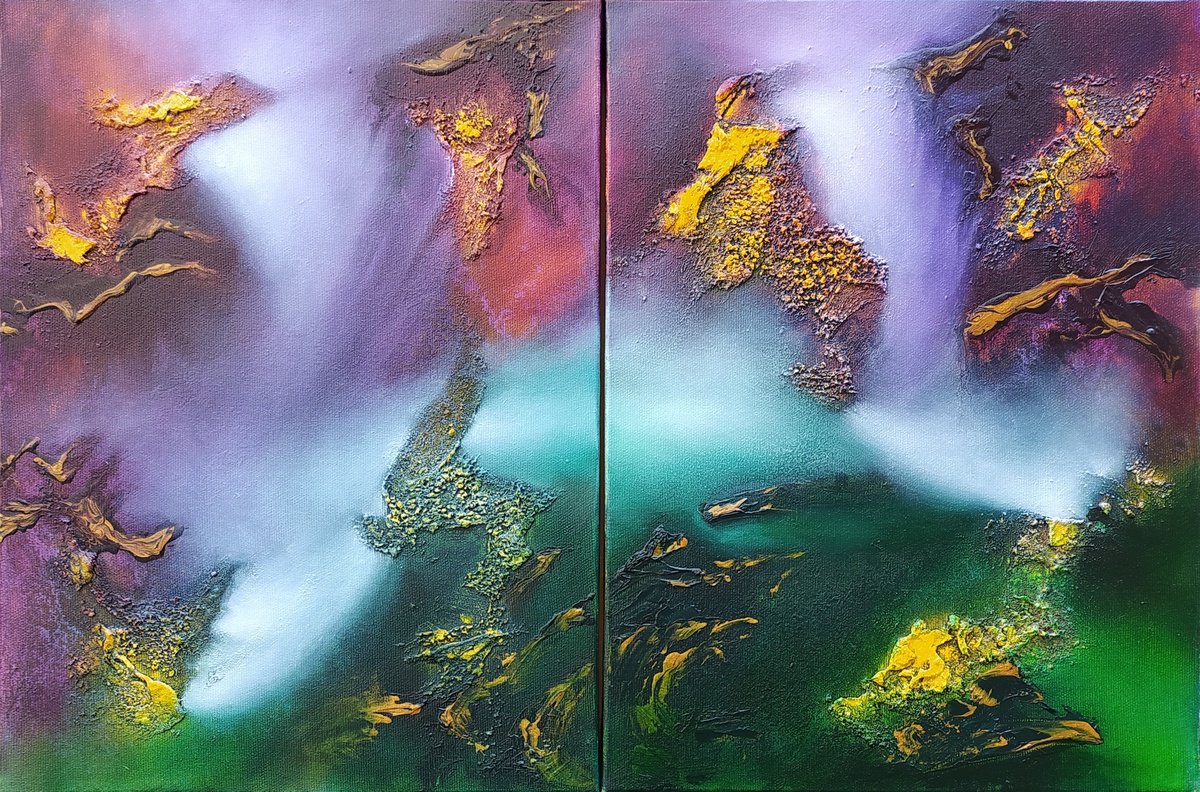 Organic Abstract Oil Painting By Eelke Van Hoof, 24 X 16, Merudhanda, Original Artwork