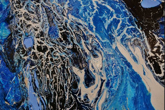 Oceanic Currents 140cm x 180cm Blue Cream Abstract Art