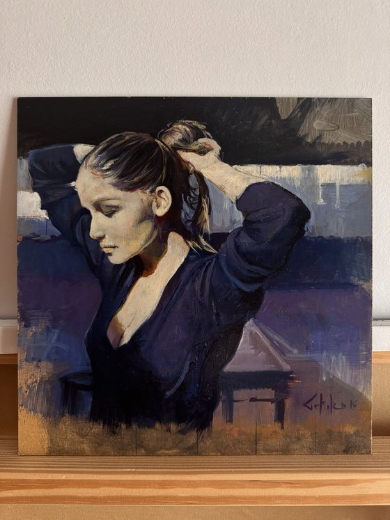 Tying back long hair