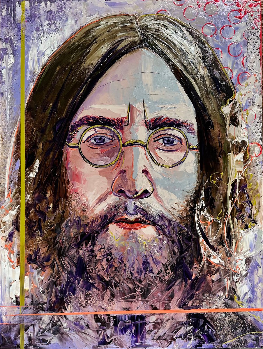 Lennon - John Lennon -my interpretation portrait ( pop art/ abstract) by Elena Adele Dmitrenko