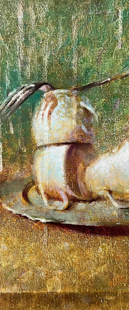 Porcelain Cups and Forks by Yulia Odukalets